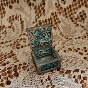 Vintage Mini Colored Glass Trinket Box